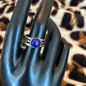 Blue lapis stone sterling silver ring